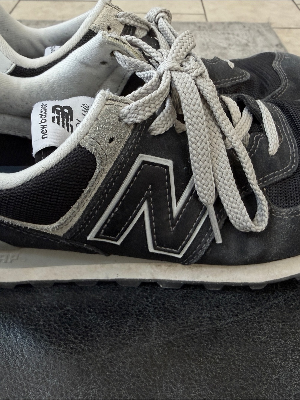 New Balance Black & White Classic 574 Sneakers